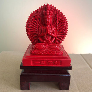 台湾原色朱砂千手观音菩萨供奉守护神摆件生肖属鼠本命佛车内摆件