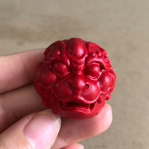 天然兽头朱砂吊坠男女貔貅汽车钥匙挂件属相生肖圆形风格怪头像