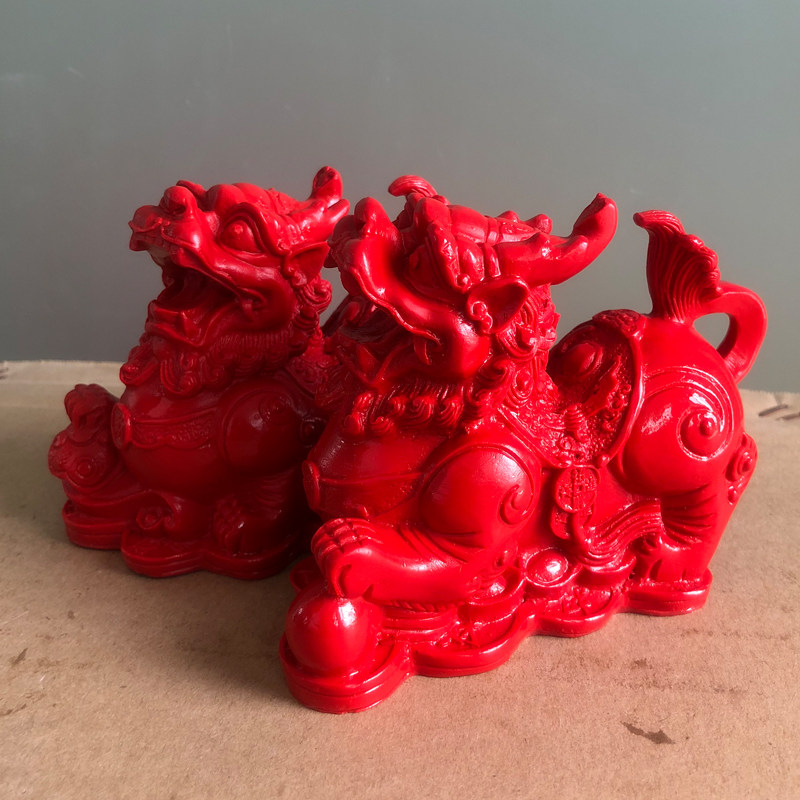 聚宝盆风水招财貔貅摆件一对朱砂元宝七星阵至尊镇宅聚财麒麟兽