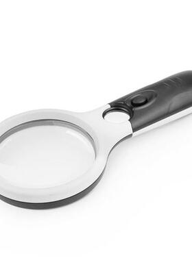 Paul10倍20倍光学玻璃高清手持放大镜LED3灯老人阅读6902AB黑白色