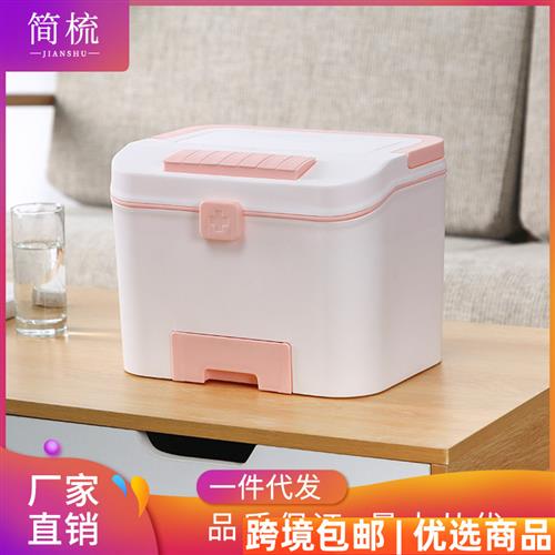 新品新款塑料药箱多层收纳手提收纳药箱家用大号医药箱双层收纳箱