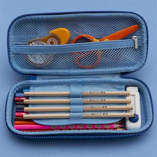 (M&G)文具蓝色大容量笔袋EVA文具盒(抗压耐摔)款多功能收纳袋单个