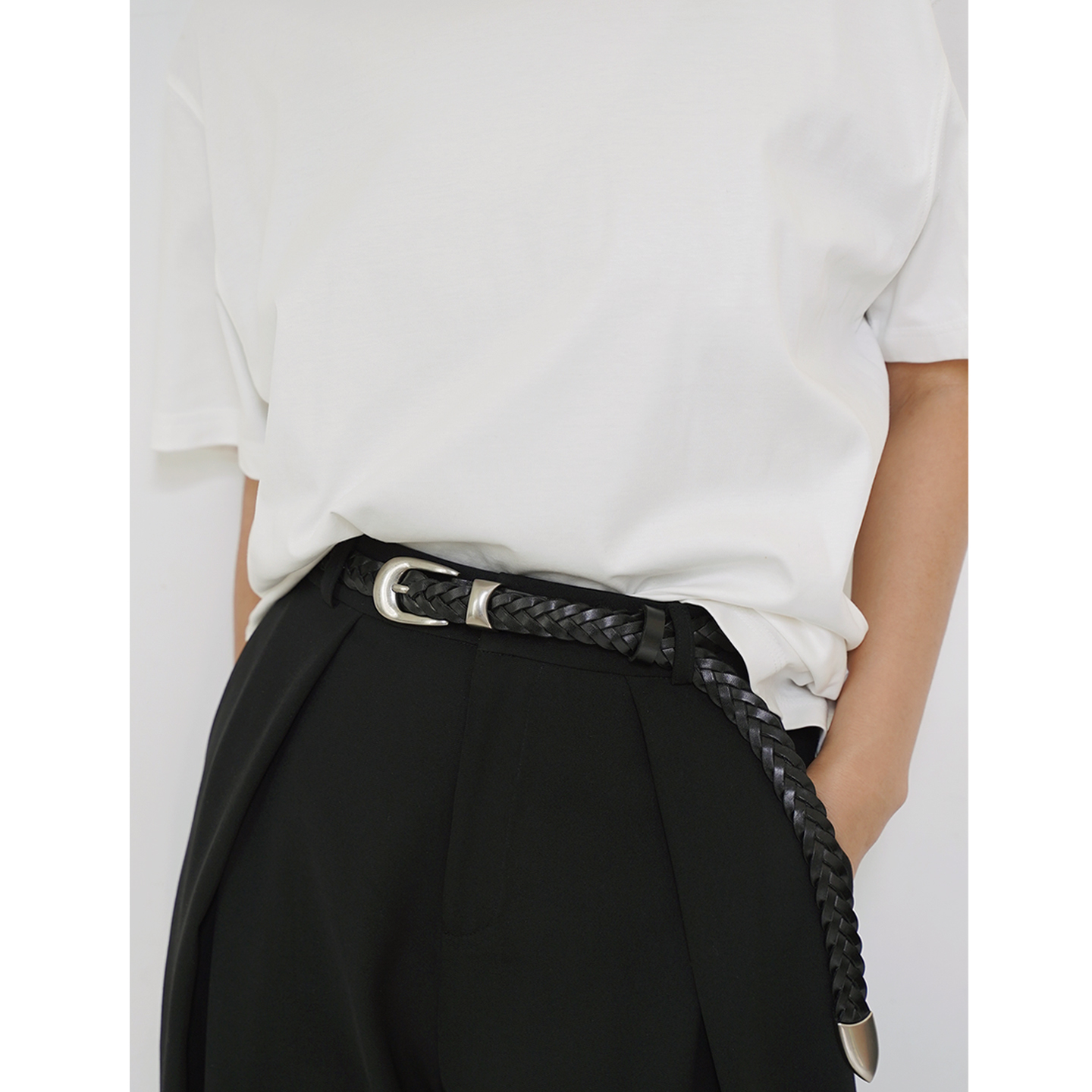 小众男女款头层牛皮编织腰带设计