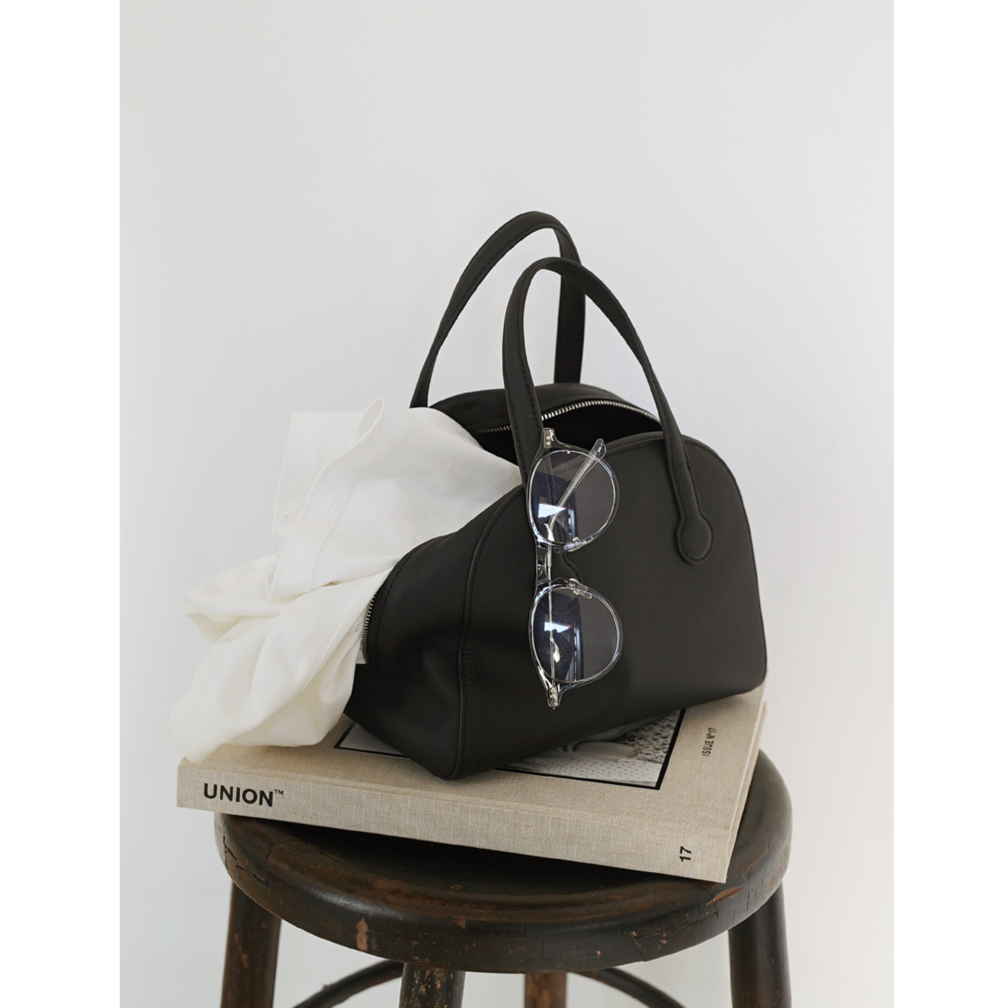 PANLULUPAN小众设计女意大利头层牛皮保龄球真皮托特手提波士顿包