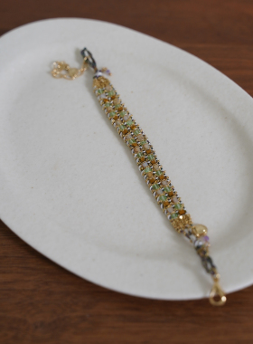 绿色珠子手链个性时尚复古高级感