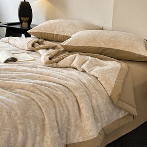 无印良品轻奢提花三层纱色织全棉空调被 夏季纯棉可机洗大豆夏被