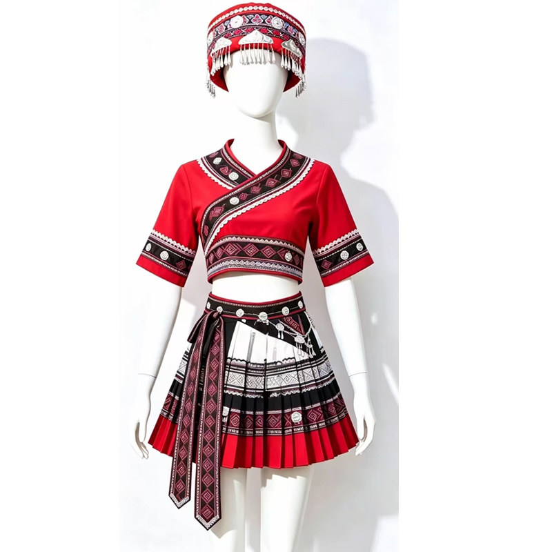 来图订制土家族舞台演出服少数民族表演服装成人女款演出服饰图片