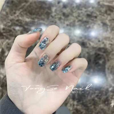 铜色满手亮片款假指甲女美甲贴