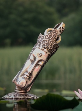 千银厚果观音吊坠情侣银