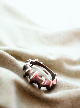 千银厚果原创中国风复古做旧鱼骨