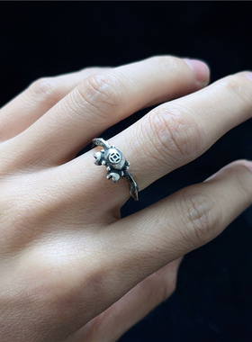 千银厚果螃蟹戒指中国男女925银