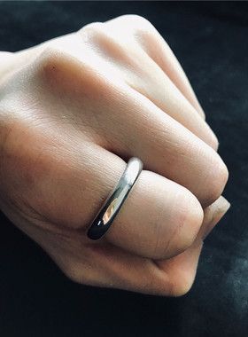 千银素圈银戒指百搭925手工DIY