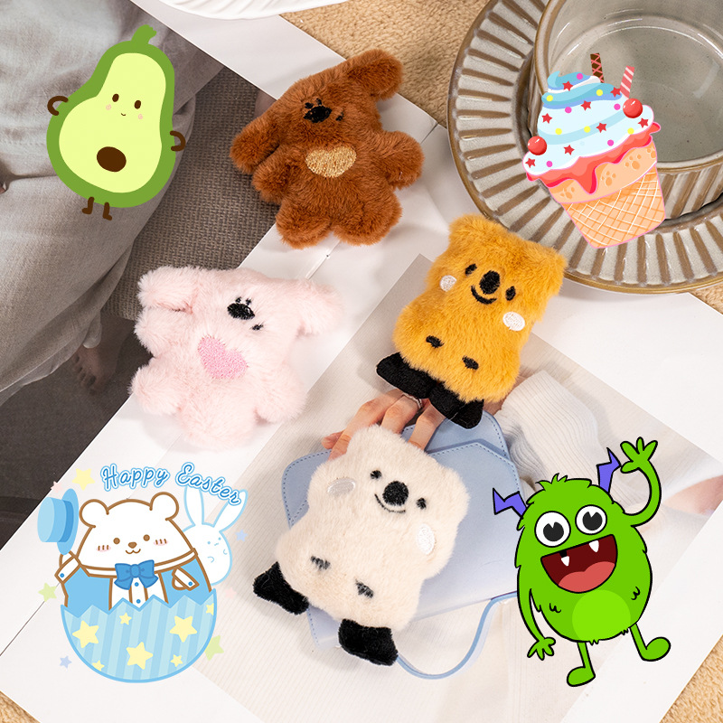 ins小红书可爱卡通爱心泰迪熊憨豆钥匙扣毛绒挂件挂饰饰品