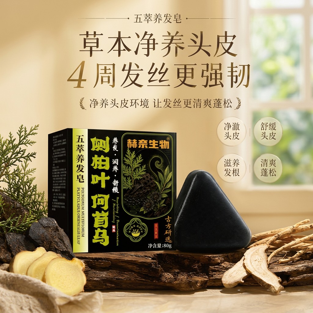 赫奈生物侧柏叶首乌皂五萃养发皂草本精萃植物洗发皂清洁手工皂