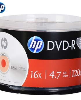 HP/惠普 DVD+R/-R刻录光盘 数据盘 16X 4.7G 50片桶装 空白光盘