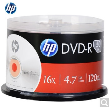 HP/惠普 DVD+R/-R刻录光盘 数据盘 16X 4.7G 50片桶装 空白光盘