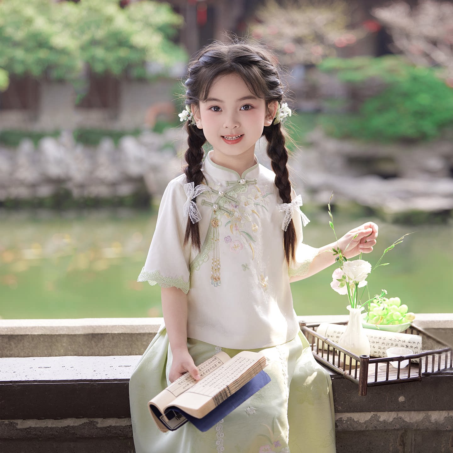 旗铂汉服女童端午节儿童服装夏装图片