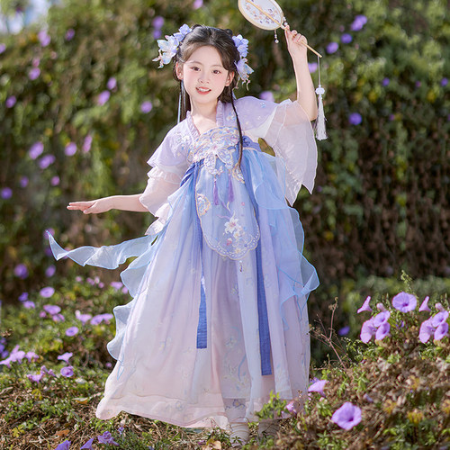 旗铂汉服女童2025新款夏儿童古风公主裙国风古装超仙唐装裙子春秋