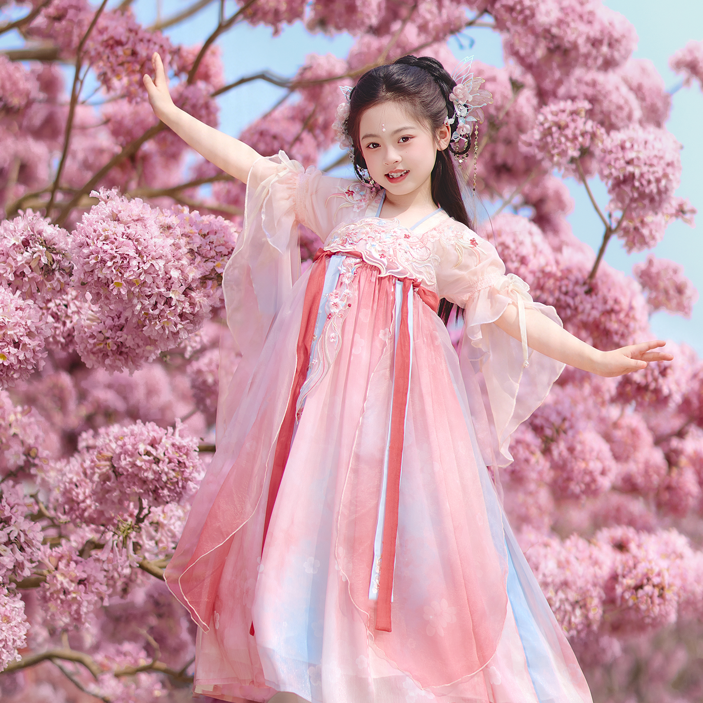 旗铂汉服女童2026新款儿童古风薄款夏季古装女孩新国风连衣裙夏装