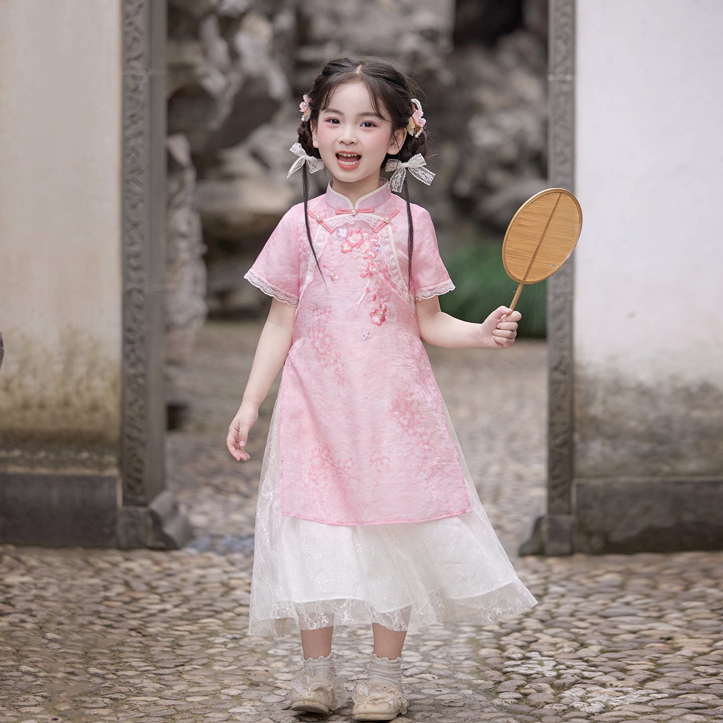 旗铂旗袍女童2026新款汉服夏唐装图片