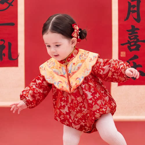 周岁女宝礼服2026新款云肩喜庆装