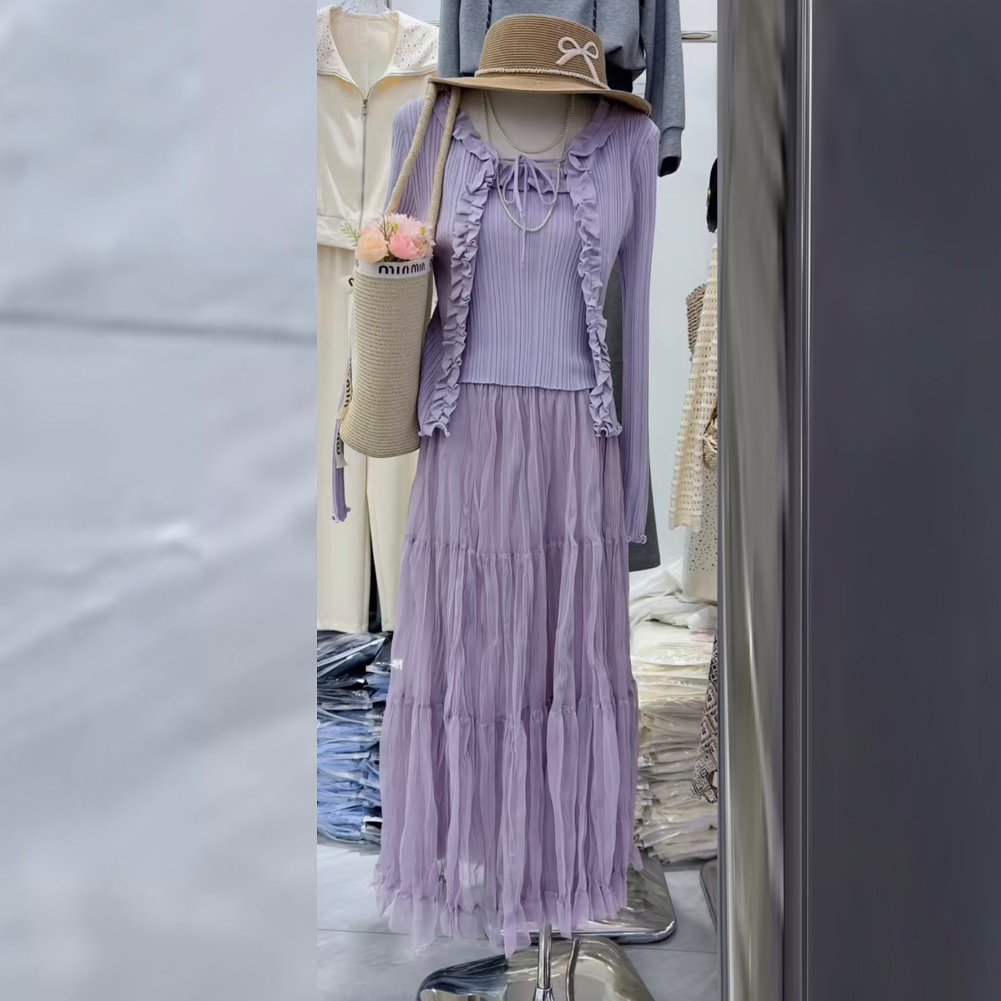 防晒开衫+吊带+压褶半身裙三件套女夏甜美温柔风显瘦洋气时尚套装