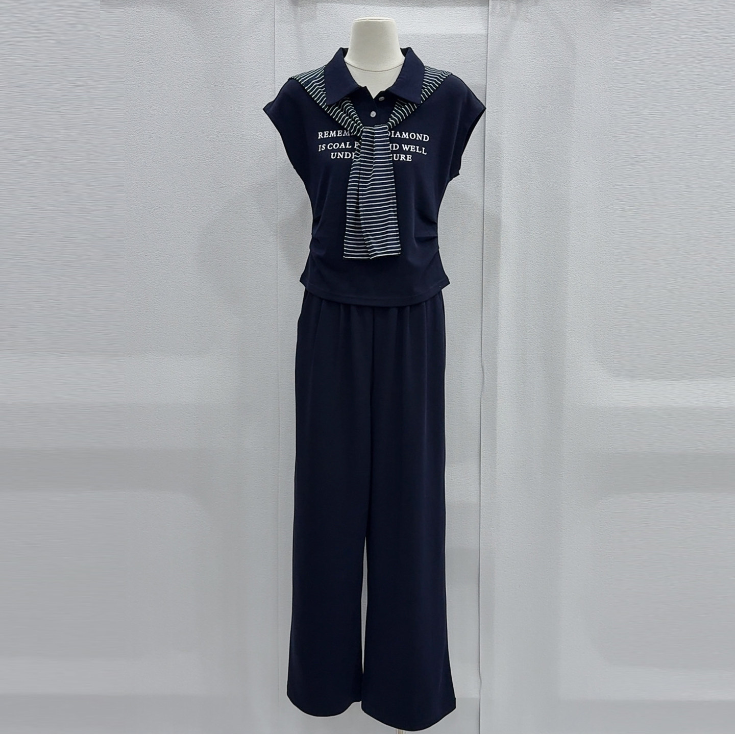 披肩+短袖上衣+阔腿裤三件套女夏新款休闲设计感显瘦穿搭时尚套装