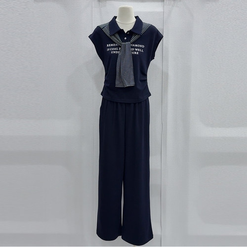 时尚休闲穿搭三件套阔腿裤套装