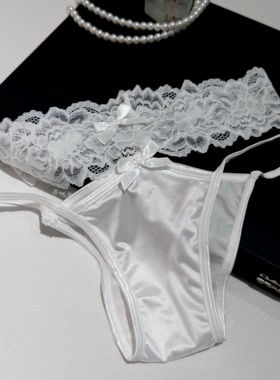 [M Z]   镂空系带法式缎面性感蕾丝边 纯欲风低腰甜美三角内裤