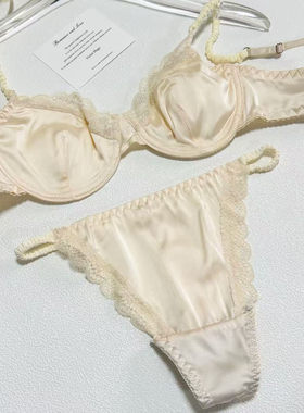 【M Z】高级感法式缎面淡雅清冷薄款法式bra薄款大胸显小胸罩