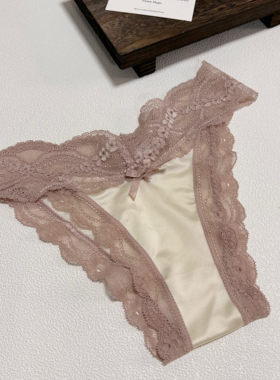 [M Z] 法式高开叉V字女士日系性感低腰透明柔软网纱丁字裤女