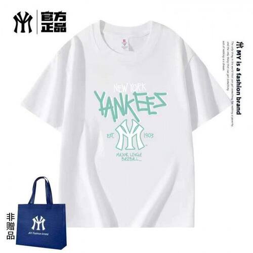 MY洋基队短袖T恤男女情侣装宽松休闲圆领印花上衣夏季05