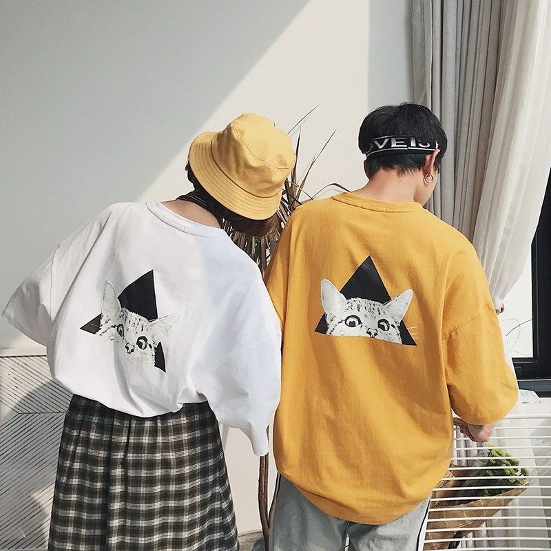 体恤夏款简单一对情女装情侣装2018萌系嘻哈风百搭软妹韩版低调夏|msdalam kategori Butik wanita / wanita, baju-T - dari Buy2taobao.com untuk memberikan perkhidmatan ejen Taobao profesional membeli