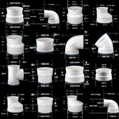 PVC180 45度直弯硬管配件180变160 排烟管抽油烟机管弯头直接三通