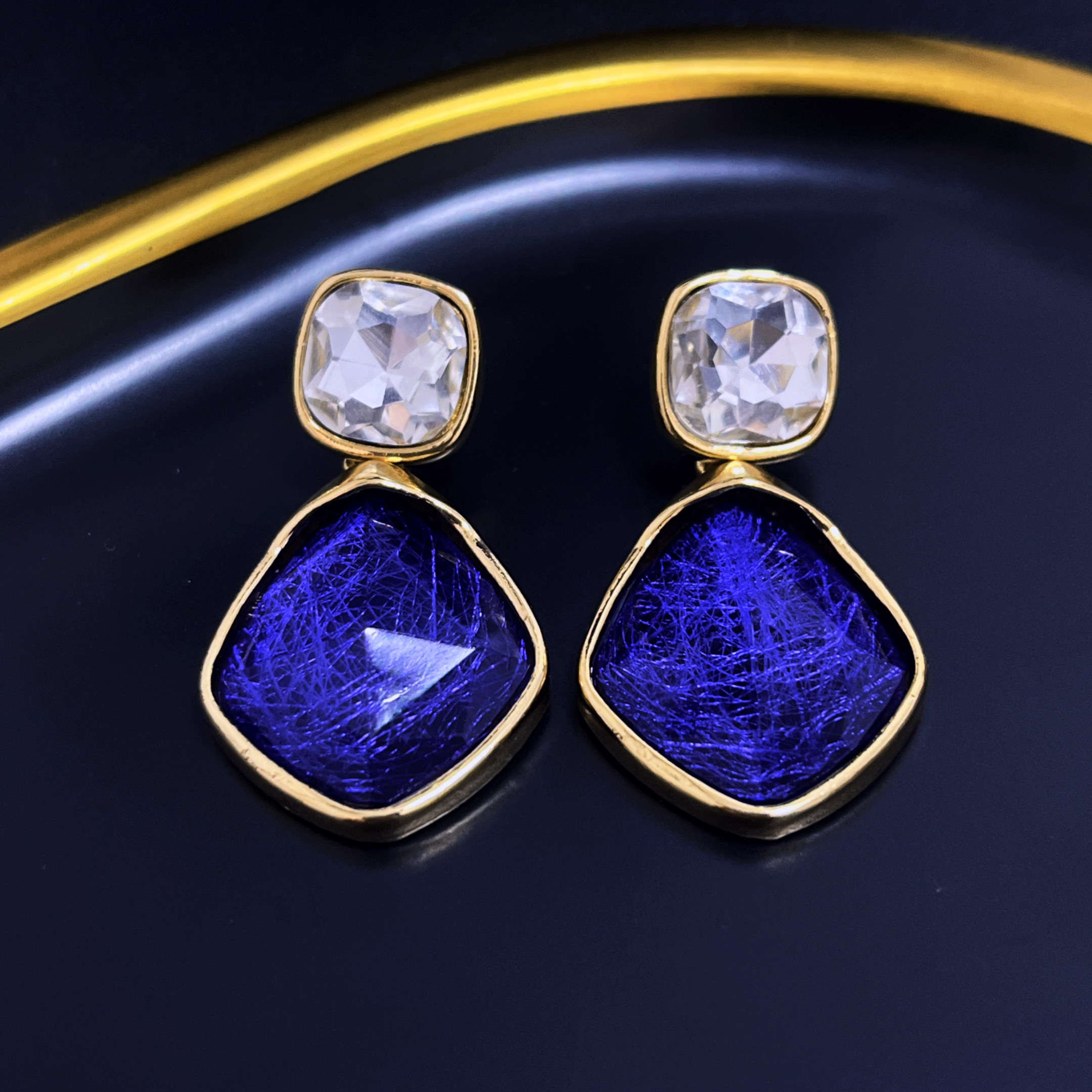 银针几何形拉丝树脂吊坠耳环中古风简约百搭耳钉时尚潮流耳饰小众