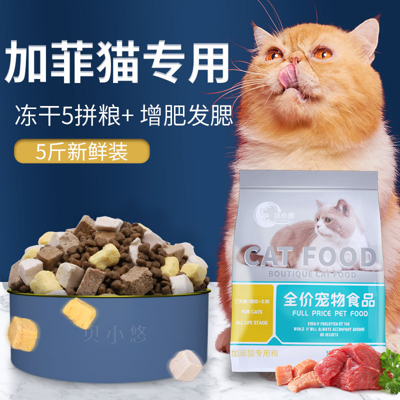 加菲猫专用猫粮成猫幼猫增肥发腮全阶段5斤宠物生骨肉高蛋白冻干