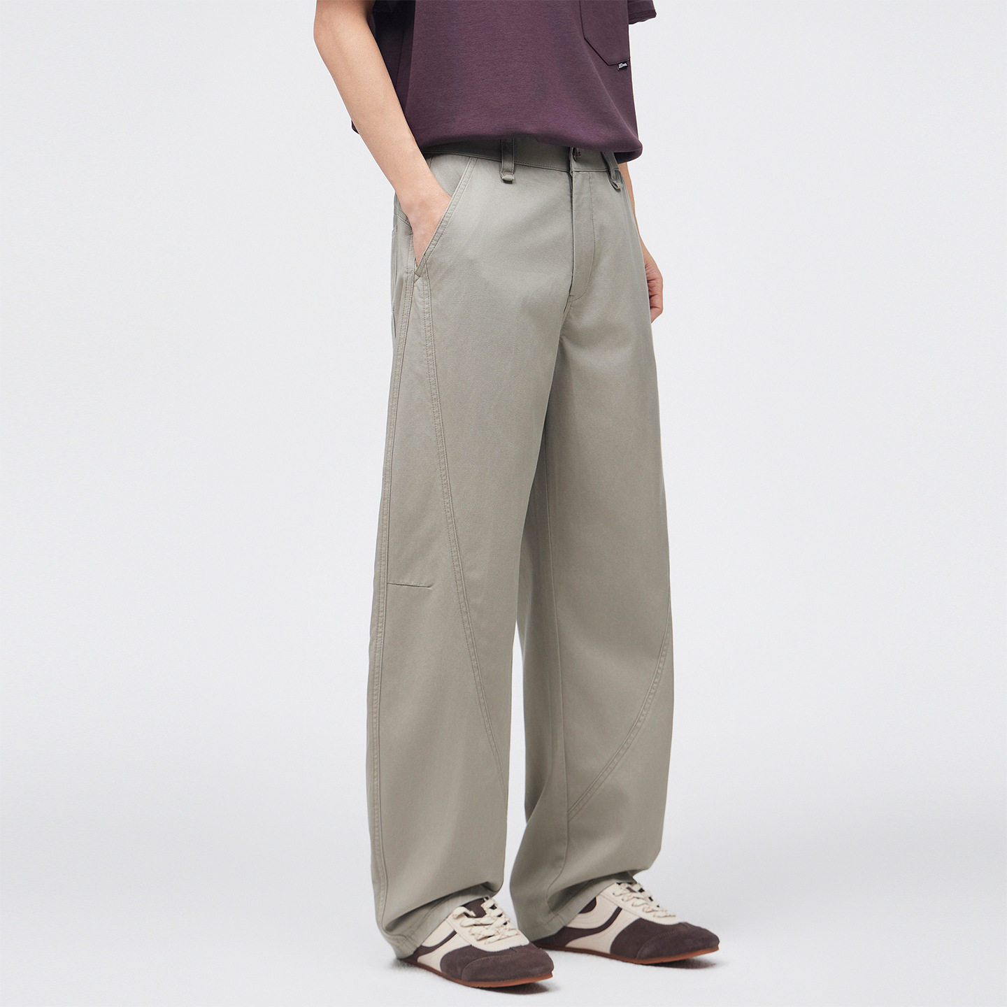莱赛尔弯刀裤宽松透气凉感休闲裤子半松紧腰香蕉男裤春夏长裤子男