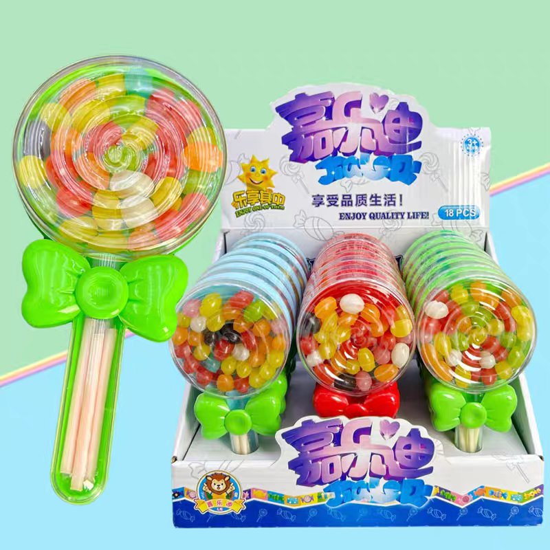 儿童创意卡通型波板糖彩虹豆水果味棒棒糖软糖CC乐吸管糖小孩零食
