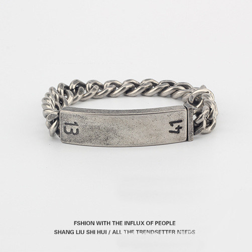 日韩潮牌首饰品个性麻花复古男士钛钢手链韩版潮男简约学生手饰品