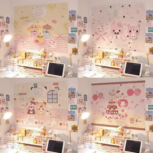 ins风甜点兔日系粉色可爱挂布少女心宿舍卧室布置床头装饰背景布