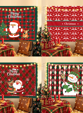 ins风氛围挂布圣诞拍照摆拍红色绒布桌布道具圣诞墙上装饰背景布