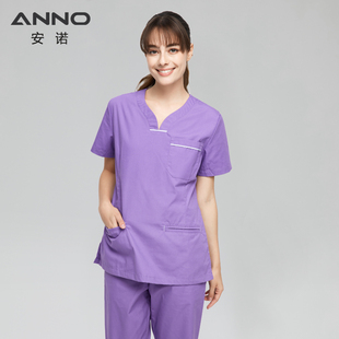 安诺手术服洗手衣护理牙医生工服护士服短袖 涤棉手术室隔离衣