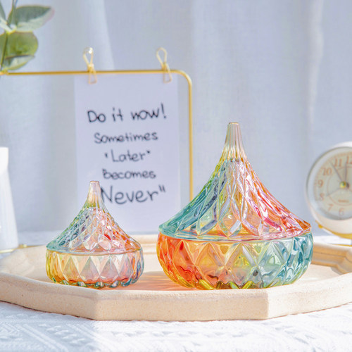 外贸出口款欧美钻石水滴型玻璃糖果罐耳钉手链发绳发夹首饰收纳盒