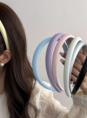 法式复古蓝色缎面细窄发箍女高级感显脸小时尚百搭日常头箍发饰品