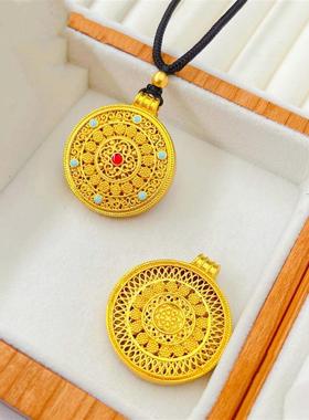 韦雪同款花丝八宝罗盘沙金吊坠琳琅彩如意圆盘新中式锁骨链女三金