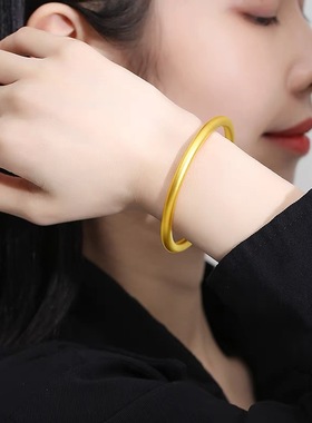 现货哑光手镯女真黄金古法金手镯传承细心经三生三世不掉色女式