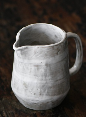 美国引手作粗陶咖啡壶创意手冲咖啡套装分享杯茶道把手陶瓷公道杯