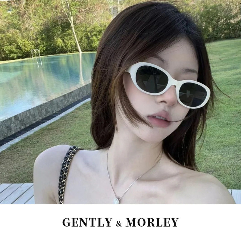 美国轻奢圆白色框墨镜近视带度数高级感太阳眼镜女防紫外线显脸小