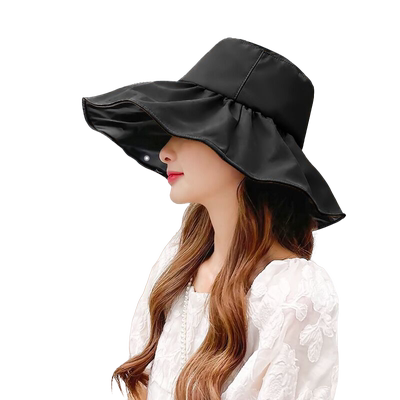 黑胶防晒帽子女2023新款遮阳帽子