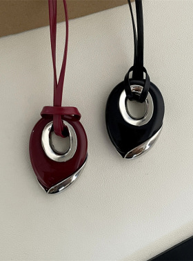 欧美几何夸张简约水滴吊坠项链女气质百搭可调节长款卫衣链